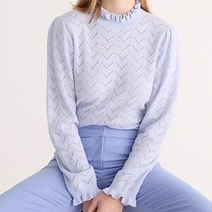 J.Crew Cashmere pointelle mockneck sweater size M